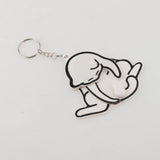 Maxbell Funny Cat Keychain Compact Interactive Keyring for Anniversary Backpack Gift white