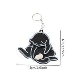Maxbell Funny Cat Keychain Compact Interactive Keyring for Anniversary Backpack Gift black