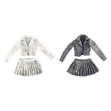 Maxbell 1:6 Short Jacket Pleated Skirt Set Trendy Soft Lightweight for Action Figure White Black