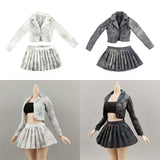 Maxbell 1:6 Short Jacket Pleated Skirt Set Trendy Soft Lightweight for Action Figure White Black
