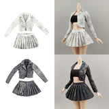 Maxbell 1:6 Short Jacket Pleated Skirt Set Trendy Soft Lightweight for Action Figure White Black