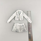 Maxbell 1:6 Short Jacket Pleated Skirt Set Trendy Soft Lightweight for Action Figure White Black