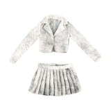 Maxbell 1:6 Short Jacket Pleated Skirt Set Trendy Soft Lightweight for Action Figure White Black
