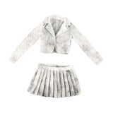 Maxbell 1:6 Short Jacket Pleated Skirt Set Trendy Soft Lightweight for Action Figure White Black