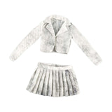 Maxbell 1:6 Short Jacket Pleated Skirt Set Trendy Soft Lightweight for Action Figure White Black