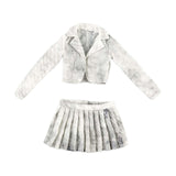 Maxbell 1:6 Short Jacket Pleated Skirt Set Trendy Soft Lightweight for Action Figure White Black