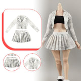 Maxbell 1:6 Short Jacket Pleated Skirt Set Trendy Soft Lightweight for Action Figure White Black
