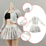 Maxbell 1:6 Short Jacket Pleated Skirt Set Trendy Soft Lightweight for Action Figure White Black