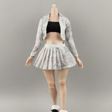 Maxbell 1:6 Short Jacket Pleated Skirt Set Trendy Soft Lightweight for Action Figure White Black