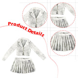 Maxbell 1:6 Short Jacket Pleated Skirt Set Trendy Soft Lightweight for Action Figure White Black