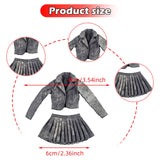 Maxbell 1:6 Short Jacket Pleated Skirt Set Trendy Soft Lightweight for Action Figure Black Gray