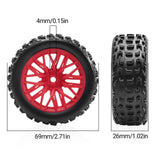 Maxbell 4x 1/18 RC Car Wheels and Tires Easy to Install High Performance Red
