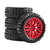 Maxbell 4x 1/18 RC Car Wheels and Tires Easy to Install High Performance Red