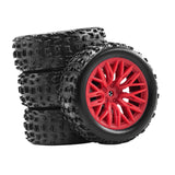 Maxbell 4x 1/18 RC Car Wheels and Tires Easy to Install High Performance Red