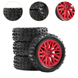 Maxbell 4x 1/18 RC Car Wheels and Tires Easy to Install High Performance Red