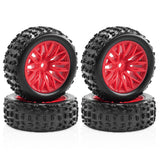 Maxbell 4x 1/18 RC Car Wheels and Tires Easy to Install High Performance Red