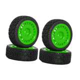 Maxbell 4 Pieces 1/10 RC Rally Tires XV02 Upgrade Parts Sturdy Accessory Accessories green