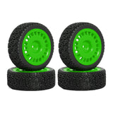 Maxbell 4 Pieces 1/10 RC Rally Tires XV02 Upgrade Parts Sturdy Accessory Accessories green