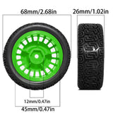 Maxbell 4 Pieces 1/10 RC Rally Tires XV02 Upgrade Parts Sturdy Accessory Accessories green