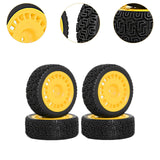 Maxbell 4 Pieces 1/10 RC Rally Tires XV02 Upgrade Parts Sturdy Accessory Accessories yellow