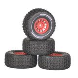 Maxbell 4x 1/14 RC Car Wheels and Tires Sturdy Spare Parts Easy to Install Accessory Red