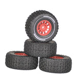 Maxbell 4x 1/14 RC Car Wheels and Tires Sturdy Spare Parts Easy to Install Accessory Red