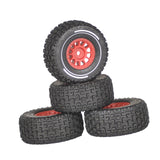 Maxbell 4x 1/14 RC Car Wheels and Tires Sturdy Spare Parts Easy to Install Accessory Red