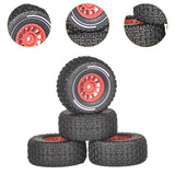 Maxbell 4x 1/14 RC Car Wheels and Tires Sturdy Spare Parts Easy to Install Accessory Red