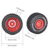 Maxbell 4x 1/14 RC Car Wheels and Tires Sturdy Spare Parts Easy to Install Accessory Red