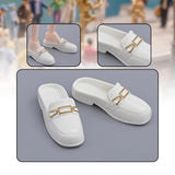 Maxbell 1/6 Scale Figure Flat Mules Shoes Comfortable DIY Casual Uniform Dress Shoes White