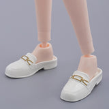 Maxbell 1/6 Scale Figure Flat Mules Shoes Comfortable DIY Casual Uniform Dress Shoes White