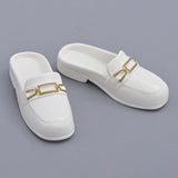 Maxbell 1/6 Scale Figure Flat Mules Shoes Comfortable DIY Casual Uniform Dress Shoes White