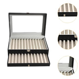 Maxbell Pen Display Box Premium Multipurpose Pen Collection Case for Shop Home Study 24 Grids Black Gray