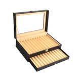 Maxbell Pen Display Box Premium Multipurpose Pen Collection Case for Shop Home Study 24 Grids Black Beige