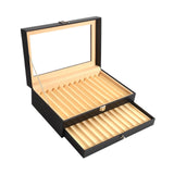 Maxbell Pen Display Box Premium Multipurpose Pen Collection Case for Shop Home Study 24 Grids Black Beige
