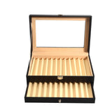 Maxbell Pen Display Box Premium Multipurpose Pen Collection Case for Shop Home Study 24 Grids Black Beige