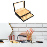 Maxbell Pen Display Box Premium Multipurpose Pen Collection Case for Shop Home Study 24 Grids Black Beige