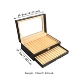 Maxbell Pen Display Box Premium Multipurpose Pen Collection Case for Shop Home Study 24 Grids Black Beige