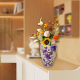 Maxbell 3D Puzzle Flower Vase Flower Arrangements for Office Bedroom Home Decoration purple flowers