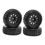 Maxbell 4 Pieces 1/18 RC Car Wheels and Tires Easy to Install Sturdy Direct Replaces Black