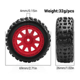 Maxbell 4 Pieces 1/18 RC Car Wheels and Tires Easy to Install Sturdy Direct Replaces Red