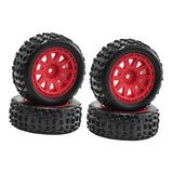 Maxbell 4 Pieces 1/18 RC Car Wheels and Tires Easy to Install Sturdy Direct Replaces Red