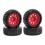 Maxbell 4 Pieces 1/18 RC Car Wheels and Tires Easy to Install Sturdy Direct Replaces Red