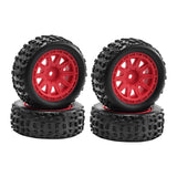 Maxbell 4 Pieces 1/18 RC Car Wheels and Tires Easy to Install Sturdy Direct Replaces Red
