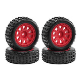Maxbell 4 Pieces 1/18 RC Car Wheels and Tires Easy to Install Sturdy Direct Replaces Red