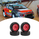 Maxbell 4 Pieces 1/18 RC Car Wheels and Tires Easy to Install Sturdy Direct Replaces Red