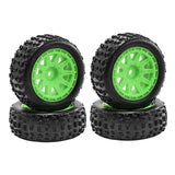 Maxbell 4 Pieces 1/18 RC Car Wheels and Tires Easy to Install Sturdy Direct Replaces Green