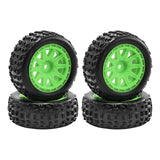 Maxbell 4 Pieces 1/18 RC Car Wheels and Tires Easy to Install Sturdy Direct Replaces Green