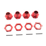 Maxbell 4 Pieces RC Hex Hubs RC Crawler 17mm Spare Parts Accessory Wheel Hex Adapter Red