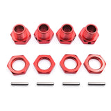 Maxbell 4 Pieces RC Hex Hubs RC Crawler 17mm Spare Parts Accessory Wheel Hex Adapter Red